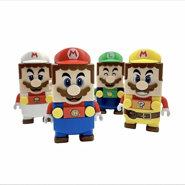 Super  Bros Blocks Luigi Byggklossar Actionfigurer Montering Leksaker Montering Leksaker Markera låda Dockor Barn Födelsedagspresenter Man Db Super Mario Bros 2