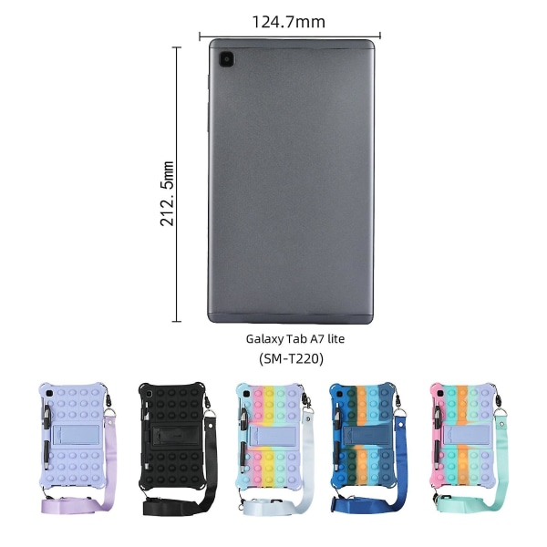 Nettbrettetui for Samsung Tab A7 Lite 8,7 tommer 2021 T220 T225 Silikonetui Nettbrettstativ med penn og