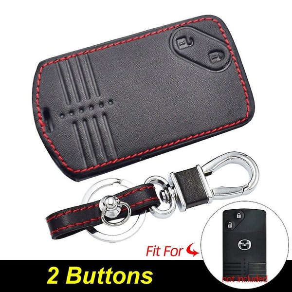 Lädernyckelring för Mazda CX-7 CX-9 MX-5 Miata RX-8 2008 2009 Smart Keyless Fjärrkontrollskyddsfodral Nyckelämnen [DB] 2 Buttons