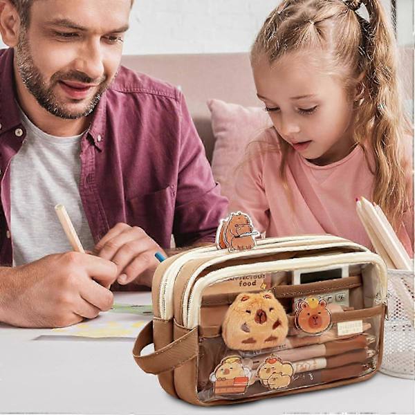 Kapibara Blyantveske, Kapibara Transparent Blyantveske, Søt Kapibara Blyant [DB]