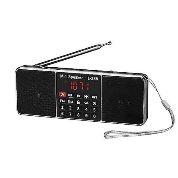 L-288fm Dobbelt Højttaler Radio Mp3 Afspiller Understøtter Tf-kort/u-disk Med Led-display db Black