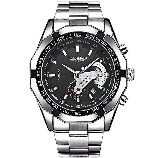 \"Poedagar Mode Herre Quartz Armbåndsur Vandtæt Selvlysende Datovisning Display Ure\" [db] Black