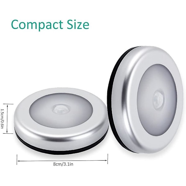 Sisätilojen Liiketunnistin Yövalo, Led Liiketunnistin Paristoilla Toimivat Lamput Portaisiin, Led Valo Automaattinen Päälle/Pois (6kpl, Kylmä Valkoinen) {Db}