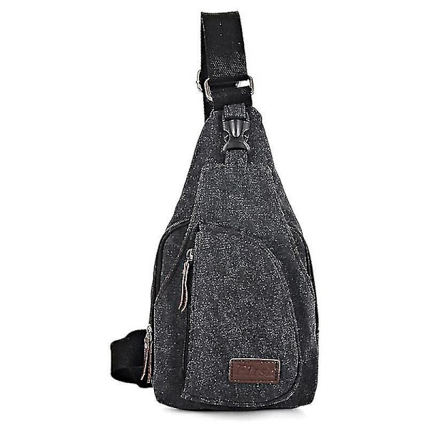 Menn Militær Army Canvas Brystveske Skråveske Skulderveske Ryggsekk For Vandring Camping Bestselger {Db} Black