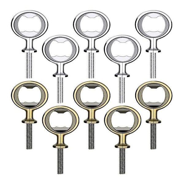 10 st Flasköppnare Blanka DIY Öl Flasköppnare Rostfritt Stål Platta Flasköppnare Insatser Kit Bi [DB] silverGreen Bronze