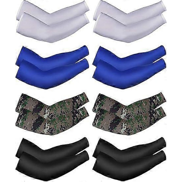 8 Par Unisex UV-skydd Armkylningsärmar Is-silke Armskydd db