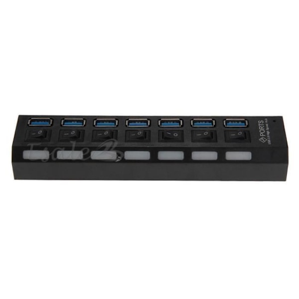 7-ports USB 3.0 5 Gbps Hub-adapter i ABS med switch til pc-computer