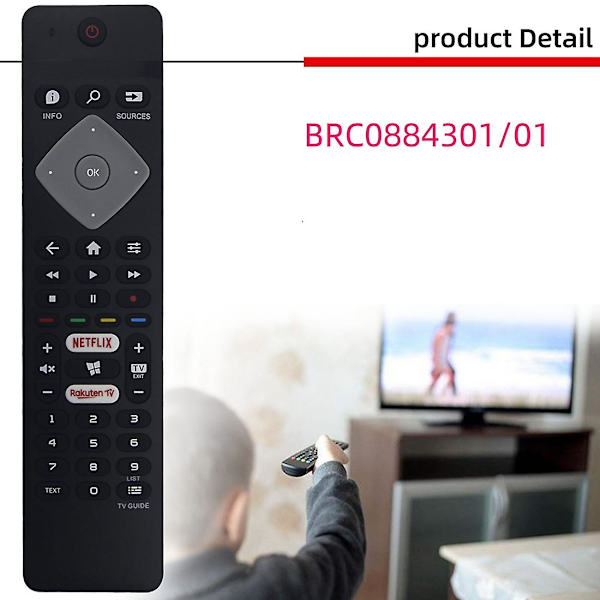 Fjärrkontroll för Brc0884301/01 43pus6704/12 50pus6704/12 55pus6704/12 4k Uhd Smart Tv (ingen )