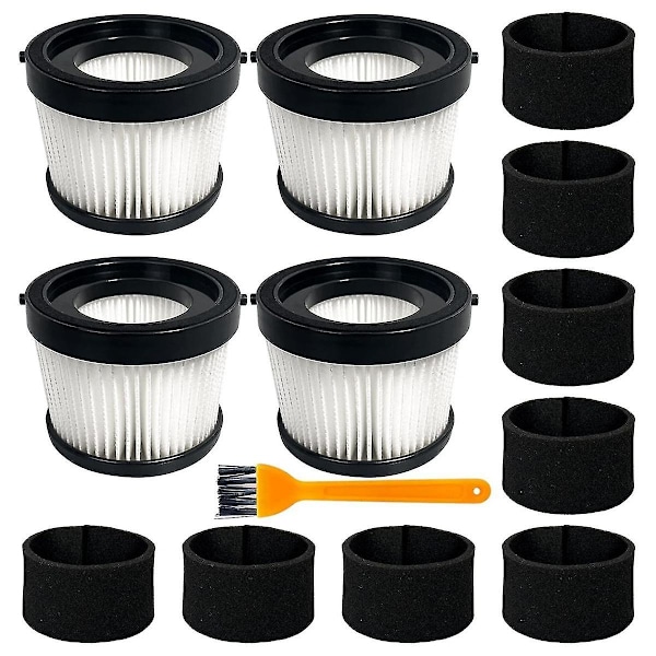 4-pak DCV5011H HEPA-filter til DCV501HB Kableløs Håndholdt Støvsuger, med 8 Skumfilterhylstre & 1 Børst [DB] As Shown