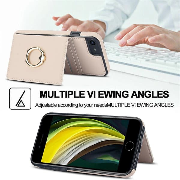 IPhone 7 Plus/IPhone 8 Plus Deksel Med Kortholder, Militærgrad Fallbeskyttelse, Slitesterkt Støtsikkert Deksel - Lilla [DB] White