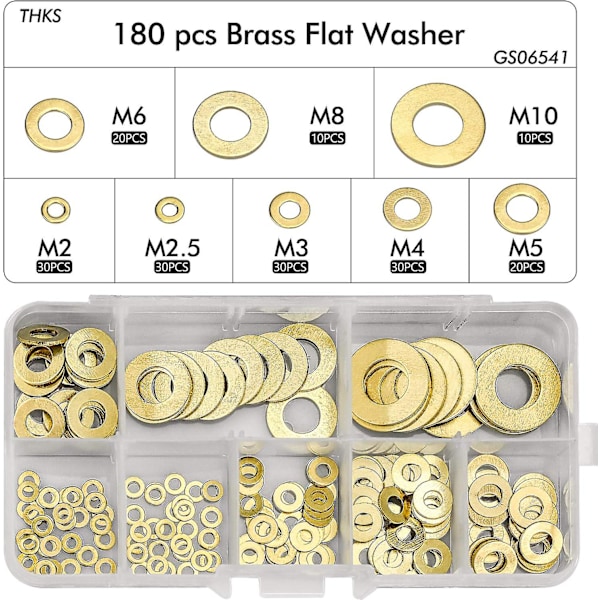 180 st Flat Washer, Mässing Flat Washer Set, M2 M2.5 M3 M4 M5 M6 M8 M10 [DB]