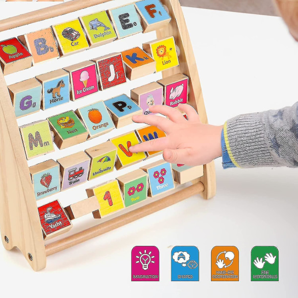 Alfabet Abacus For Småbarn, Tre Abacus-123 Abacus Med 30 bokstaver og tallfliser, Klassiske pedagogiske læreleker For Baby Gutter Jenter Db