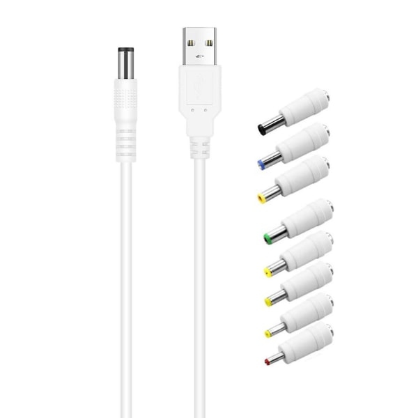 Universal 8 In 1 Usb To Dc5v Power Cable Kit With 8pcs Dc5521 5525 1735 4017 Plugs For Various Devices Power Charging