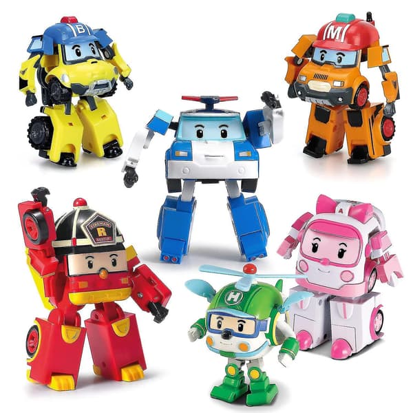 Robocar Poli Transformerande Robot, 4\" Transformerbar Actionfigurfordon Leksaksbilar Julgåva [DB] red