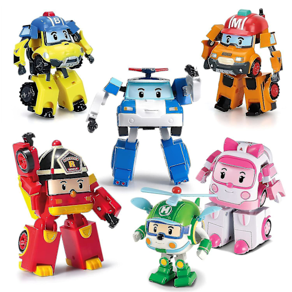 Robocar Poli Transformerrobot, 4\" Transformerbar Actionfigur Kjøretøy Høytidsbil Lekegave [DB] blue