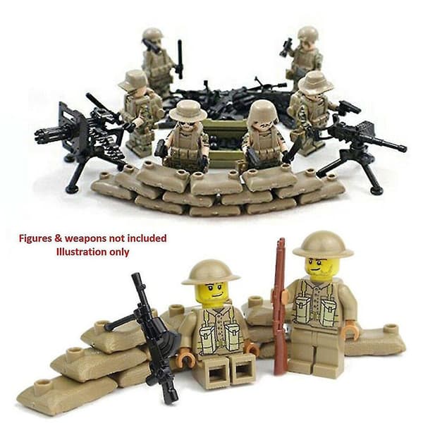 100x Sandsäckar Armésoldat Ww2 Anpassade Byggstenar Passar Db 200Pcs
