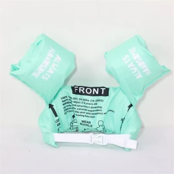 Dinosaur Svømmearmbånd - Lyseblå - Polyester & PVC - Stabil opdrift, frontstrop (DB)