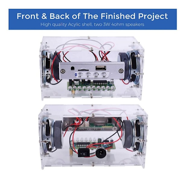 Diy Bluetooth-högtalarkit med LED-blixtljus Lödprojekt USB Mini Hemmastereo Ljudförstärkare DB Photo Color