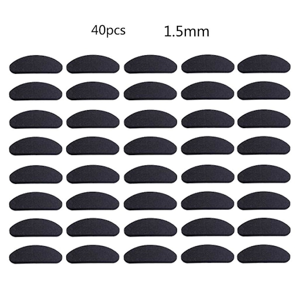 40 st Soft Foam Näsdynor Självhäftande Halkskyddande Glasögon Inga Makeup Näsdynor [DB] Black D-shaped 1.5mm