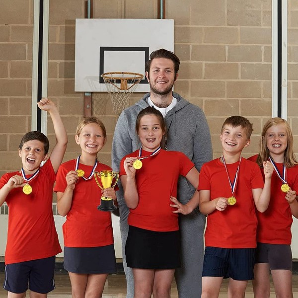 Förpackning med 100 plastmedaljer för barn, skola, sport eller mini-olympiska medaljer