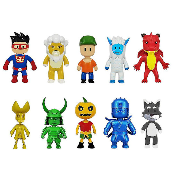 10 stk./sæt Stumble Fall Guys Figur Legetøj Pvc Model Figurine Mini Figurer Sæt Kage Topper Dekoration Fest Favor Leverancer Gaver Db
