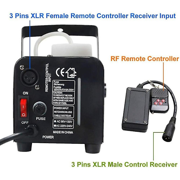 Bærbar 3-polet XLR trådløs fjernbetjening modtager til røg tåge maskine dj scene controller receptor tåge 400w 900 [DB]