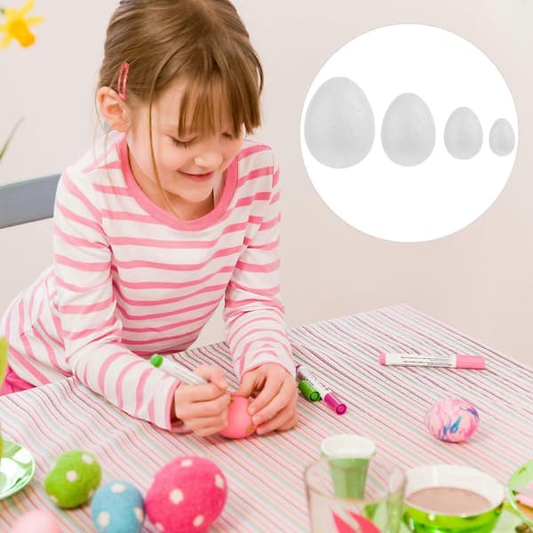 Håndmalt maleri egg festdekorasjon for dekorasjon 24 stk skum hvitt sett[DB]