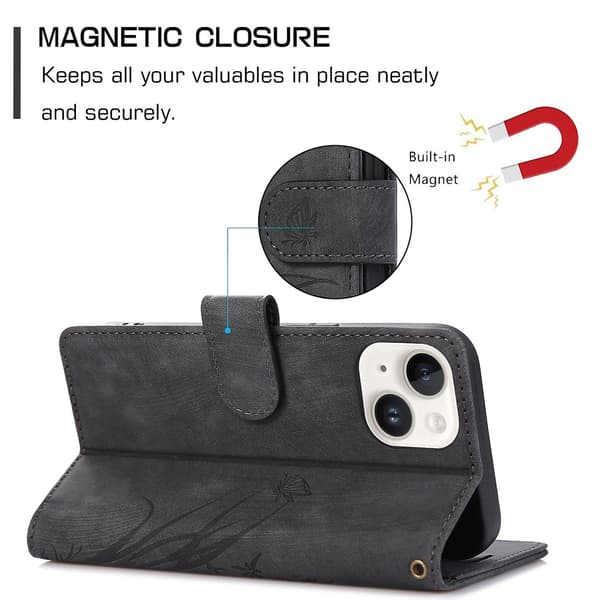 Orkidea Nahkakotelo iPhone 13:lle [DB] Black