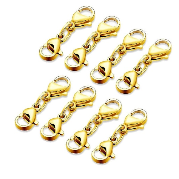 8 st Dubbla Hummerlås Halsband Armband Spänne Koppling Smycken Spännen db Gold