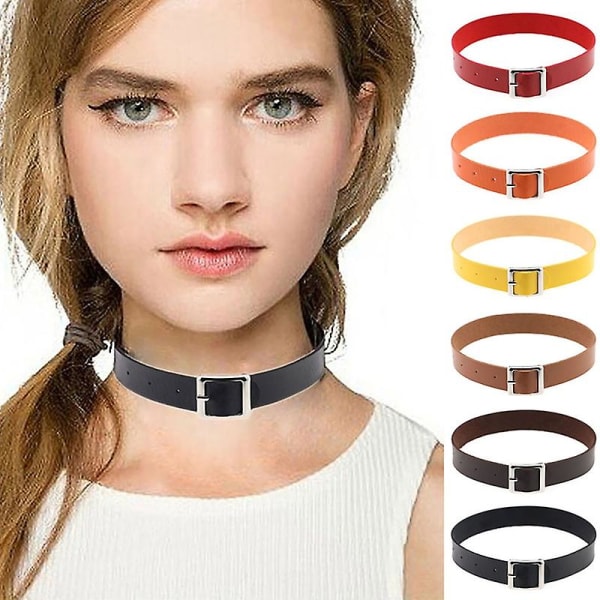 Halsband Punk Retro Faux Leather Spänne Choker Halsband För Dating Purple