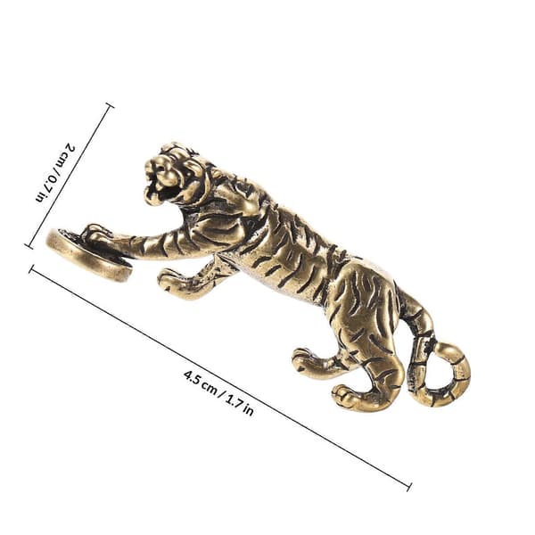 Gylden messing tigerpynt til skrivebordsindretning med 3 stk. figurer