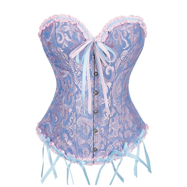 Naisten L Up Boned Overbust Korsetti Bustier Alusvaatteet Bodyshaper Top Prinsessa Korsetti - Sininen [DB] Blue-XXXXL