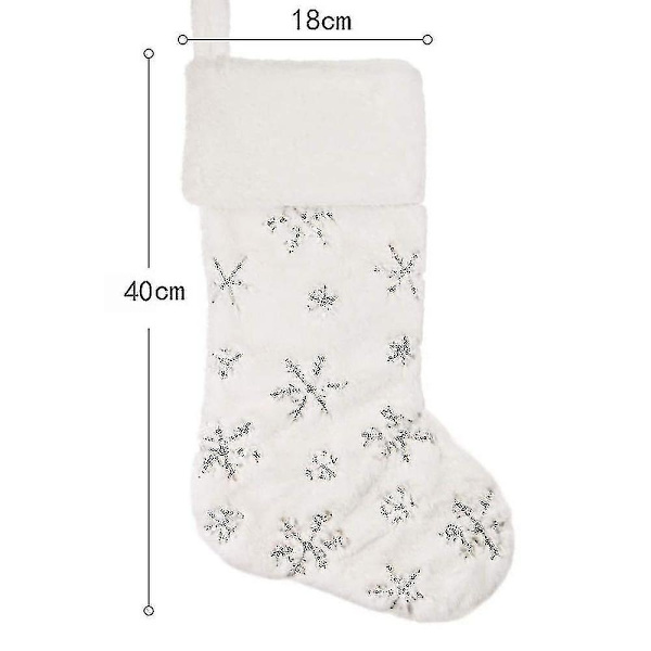 2-pack Snövita Julstrumpor med Broderade Snöflingor för Hängande Juldekoration [DB] silver