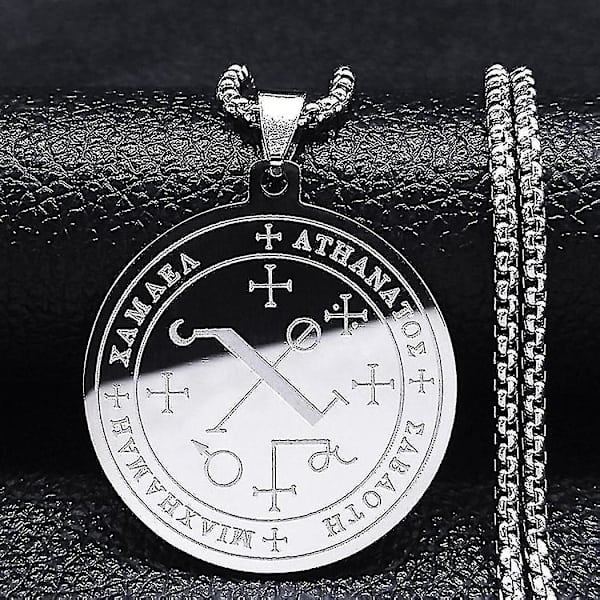 Syv Ærkeengle Amulet Rustfrit Stål Halskæder Mænd Segl af Salomon Talisman Halskæde Beskyttelse Smykker Krave Hombre_lldxm Db B 50cm BOX SR