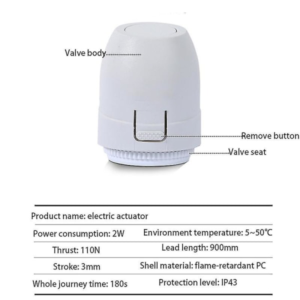 Elektriskt thermal ställdon för golvvärmeventil, Nc Ac 230v, golvvärme termostat DB white