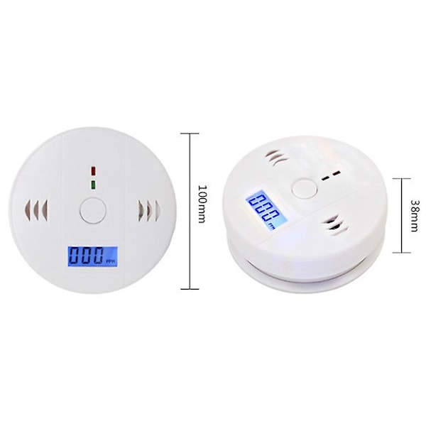 LCD Kolmonoxiddetektor CO-detektor Förgiftningsgassensor Övervakning Alarm Set Shytmv [DB] One Size