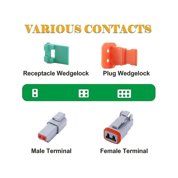 5 sæt 6-bens Dt-stik, vandtæt Dt-stik, størrelse 16 stemplede kontakter, tætningsplugger til bil