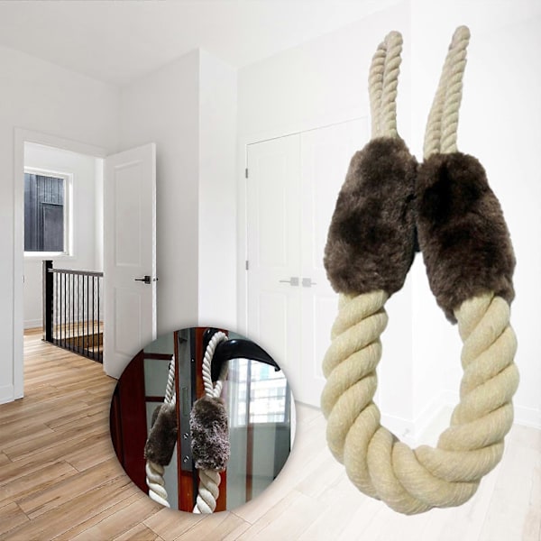 Dørhåndtak Trekktau Anti-Klype Stropper Stopper Multifunksjonell Hund Fingerbeskytter Dørtau for Soverom Stue db brown 60cm