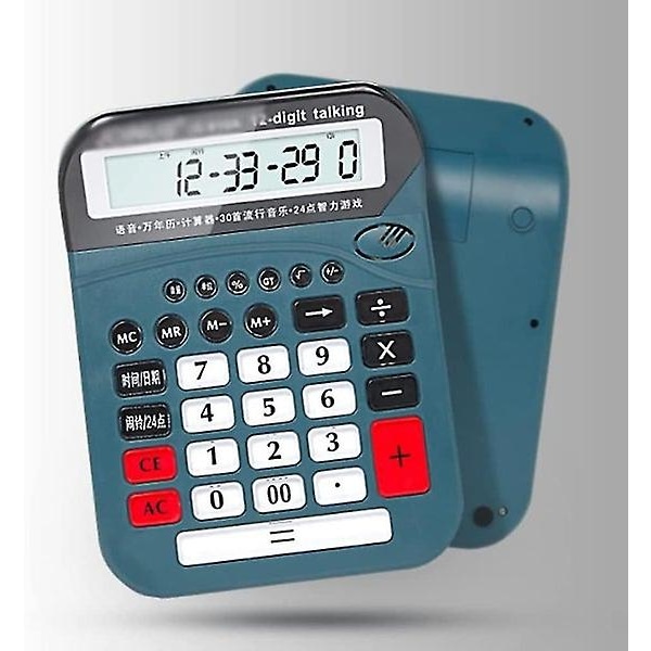 Kontorsbordskalkylator med 12-siffrig stor LCD-skärm och riktig röstfunktion [DB]