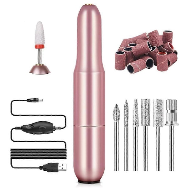 Nagelborr Set, Elektrisk Portabel Nagelbandsfil Kit, Professionella Manikyr Pedikyr Maskinverktyg för Akrylnaglar, USB Uppladdningsbar db