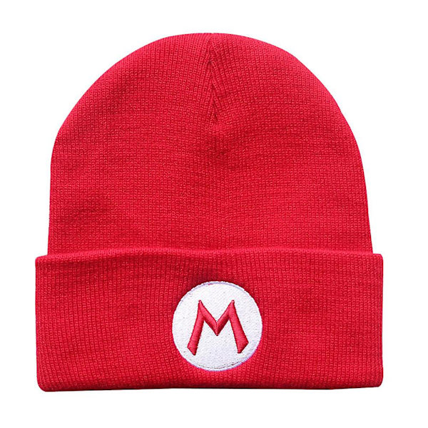 Mario Bros Super Marios Mønster Beanies Hatt For Menn Kvinner Unisex Vinter Cuffed Hatt Myk Varmt Strikket Beanies Caps DB Red