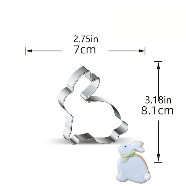Hardware Easter Series Kakeformsett, Rustfritt Stål Kaninformer [DB] Silvery