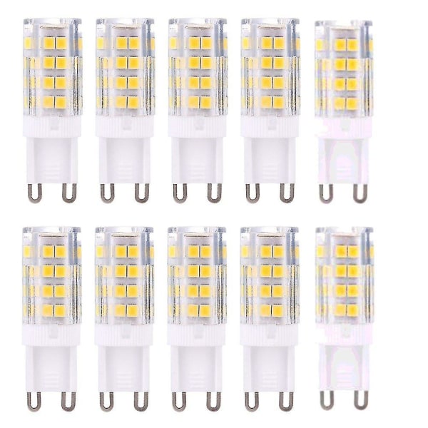 Db G9 LED-pære, varm hvit 3000k G9 tilsvarende en 40w halogenpære, ikke-dimbar, 10-pakning (hs