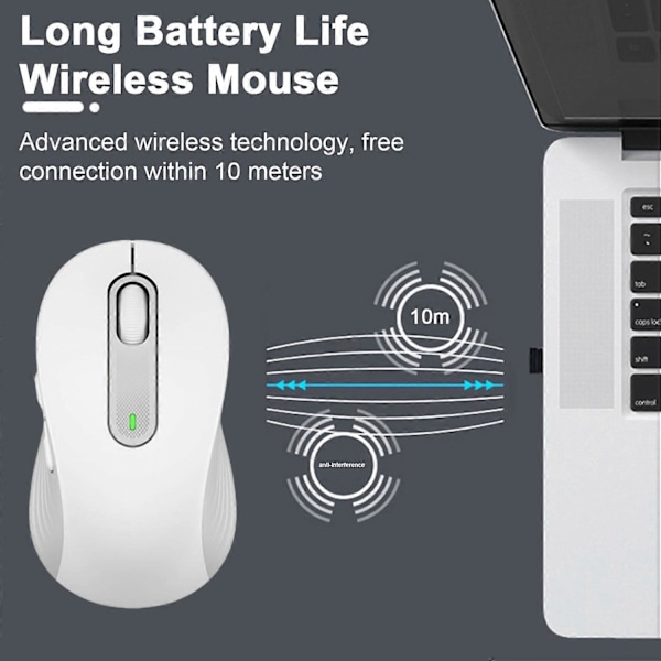 M650 Trådløs Mus 2.4GHz Bluetooth-kompatibel Doble Moduser Ergonomisk DPI Justerbar Stille Mini [db] White