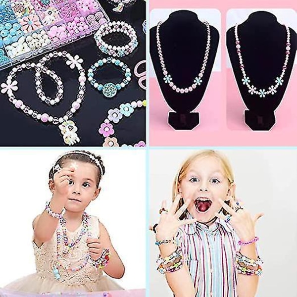 Färgglada pärlor för smyckenstillverkning för barn Halsband Armbandstillverkningssats för flickor Gör-det-självkonst och hantverk [DB]