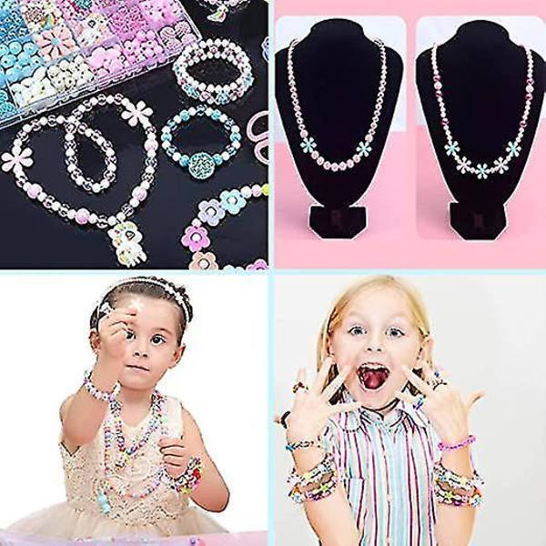 Färgglada pärlor för smyckestillverkning Barn Halsband Armband Tillverkningssats för flickor Diy Konst och hantverk [DB]