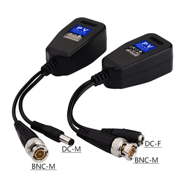 5 Par CCTV Coax BNC Video Power Balun Transceiver til Cat5e 6 RJ45 Kontakt Koaksial/analog HD Twi [DB] Black