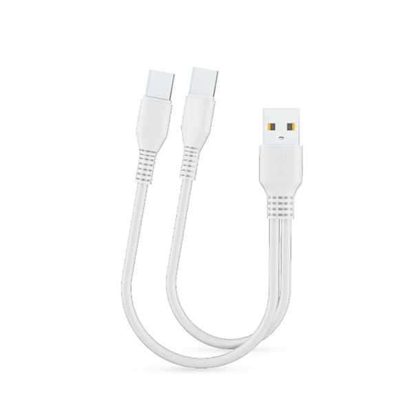 2 i 1 USB Dobbel Type C Kabel Splitter Mobiltelefon Lading Kabel Bærbar db White 1m