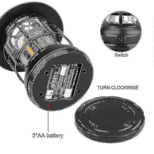 Kannettavat Retro Camping Valot Ulkokäyttöön Ammattimaiset Telttavalot [db] black rechargeable