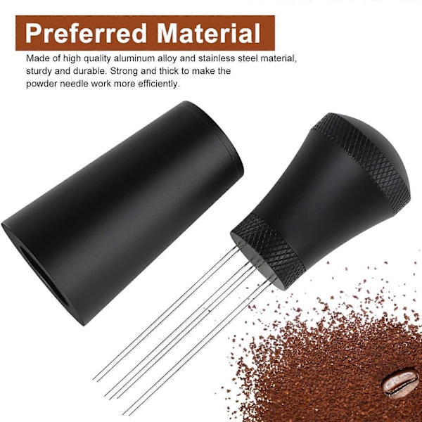 WDT Tool Espresso Kaffeestirrer, Aluminiumlegerings Kaffeestirrere Distributør med Stativ, Kaffefordeler med 7 Nåle, Sort [DB]